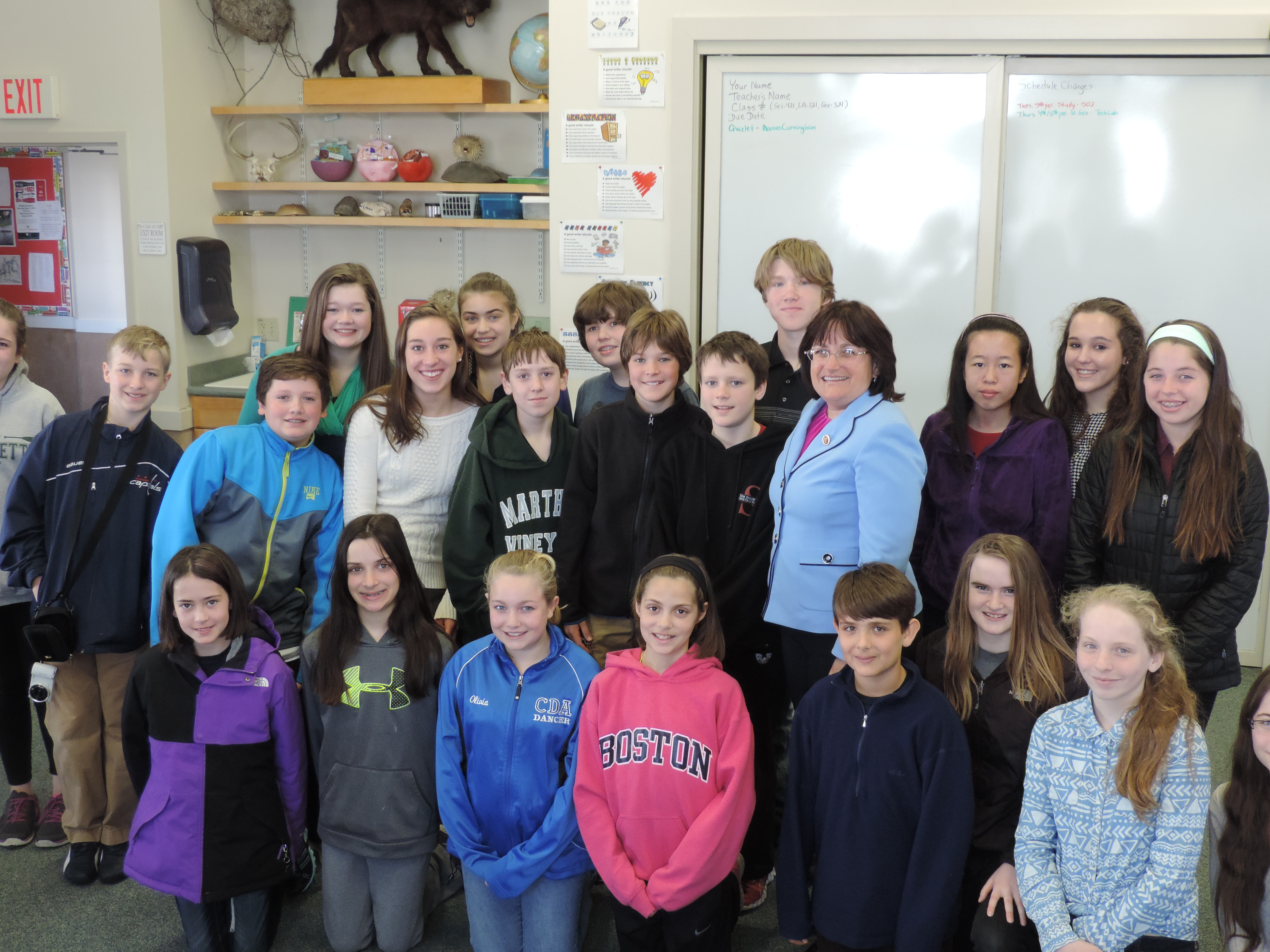 Wednesday, April 16, 2014 | Congresswoman Kuster visits with Shaker Road Students